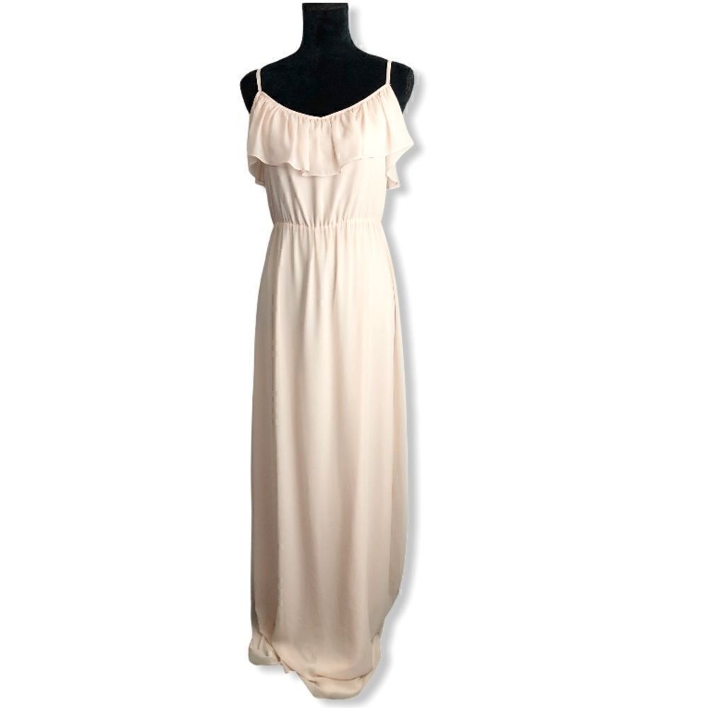 Joanna August Shauna Ruffle Maxi Dress in Tiny Dancer Light Pink